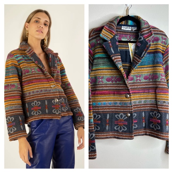 bagatelle Jackets & Blazers - Bagatelle XL NWT Multicolor Striped Tapestry Women's Jacket Boho Southwestern